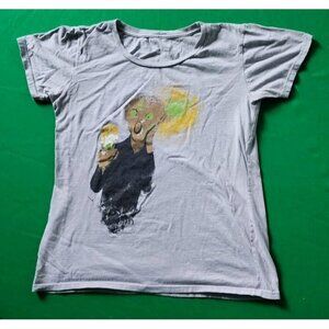 The Scream Ice Scream Edvard Munch Parody Art T-Shirt Small Grey Fitted